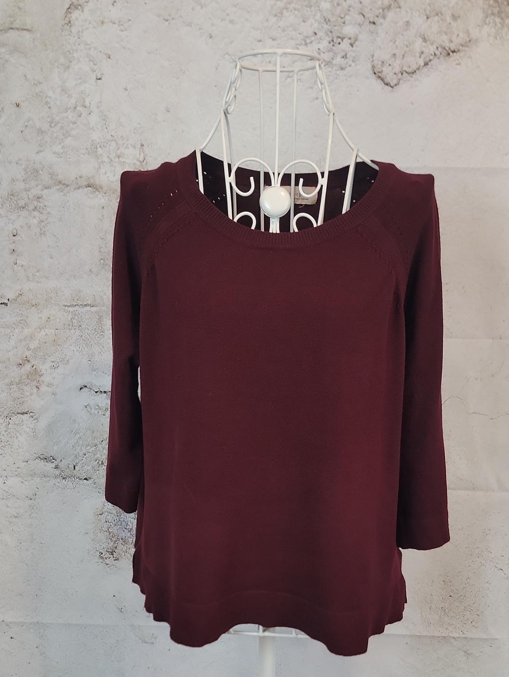 Philosophy Burgundy Boatneck Knit Top Womens Size M